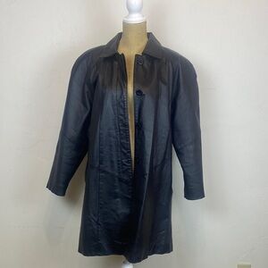 Y2K Black Leather Women's Coat Trench